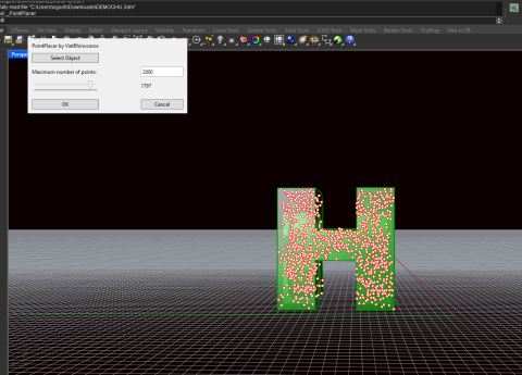 A tool to create random points, vividly representing the 3D space of closed polysurface objects. A tool to create random points, vividly representing the 3D space of closed polysurface objects.