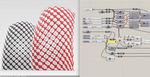 Creates organic double-layered 3D cross units using Mesh-to-SubD for smooth connections. Creates organic double-layered 3D cross units using Mesh-to-SubD for smooth connections.