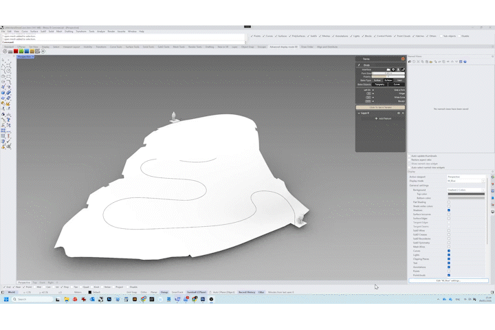 Terrain modeling for Rhino. Create landforms, graded paths with ease. Download OSM Data. Sculpt and Scatter tools. Terrain, Slope and Solar Analysis all in one Terrain modeling for Rhino. Create landforms, graded paths with ease. Download OSM Data. Sculpt and Scatter tools. Terrain, Slope and Solar Analysis all in one