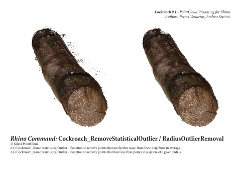 Cockroach is a tool for PointCloud processing. Authors: Petras Vestartas, Andrea Settimi.
Cockroach is a tool for PointCloud processing. Authors: Petras Vestartas, Andrea Settimi.