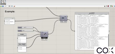GeoJSON tool by Cox Architecture Humpback is a set of tools which convert Grasshopper geometry into GeoJSON, and vise versa.
