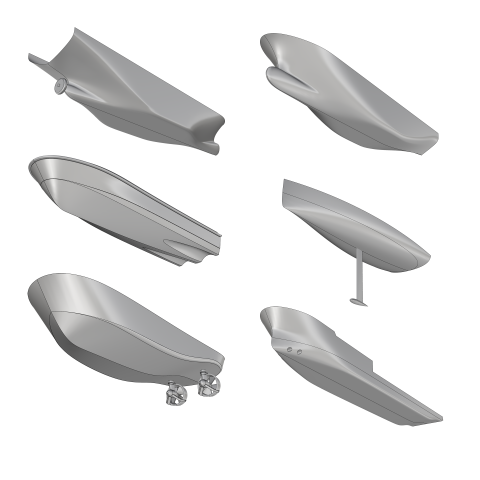 Start modeling and fairing several types of ship/yacht and boat hulls yourself with these examples and a tutorial.
