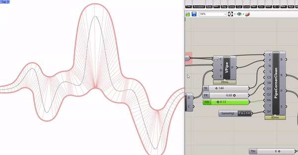 Clean self-intersecting corners of a pipe.