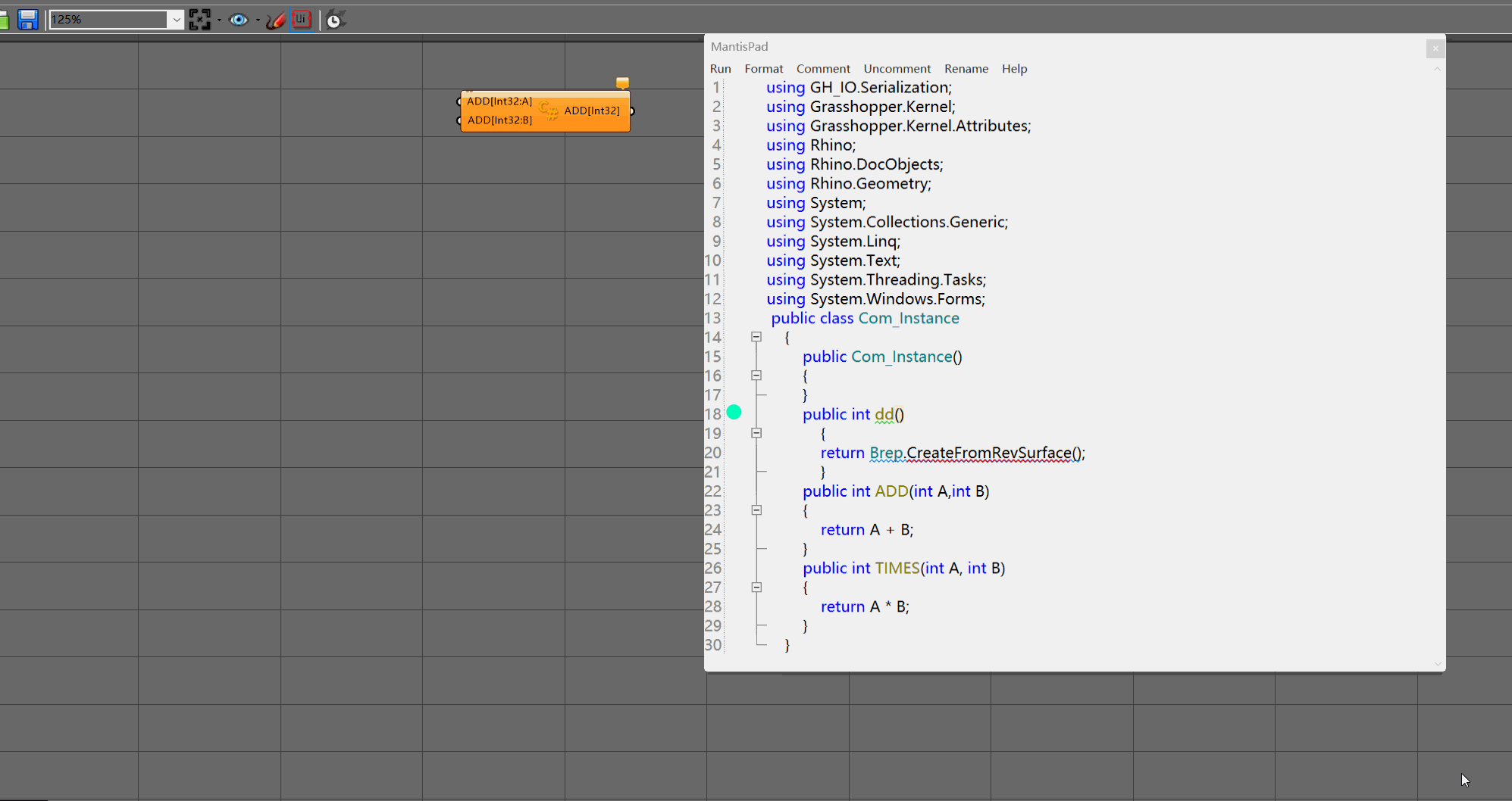 The Mantis is virtual script component plugin for grasshopper,and it can create pulugin without VS!
