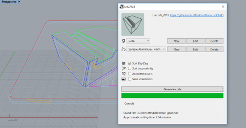 LinCAM3 plugin transforms Rhino 2D geometry into cutting paths for all types of g-code based CNC machines.
