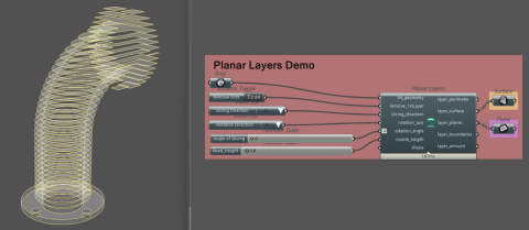 Non-PlanaR3D is an algorithm/plugin developed for Grasshopper that helps the designer create paths/curve paths that will be used by 3D printers and robotic arms.
