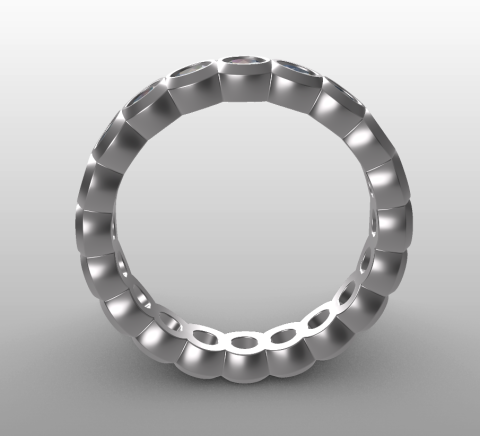 Grasshopper definition for a "Eternity Ring" with brilliants in a bezel setting