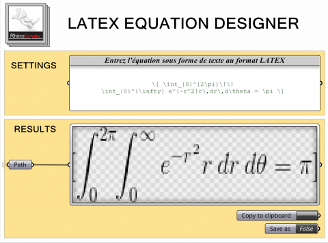 Mathematical formulas rendering from LATEX text user input and bitmap equation export