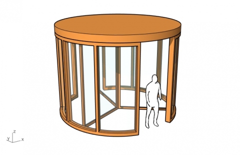 Parametric revolving door with 2, 3 or 4 wings