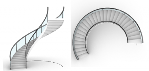 Generate a stair, based on a given polyCurve, height, step height, and width.