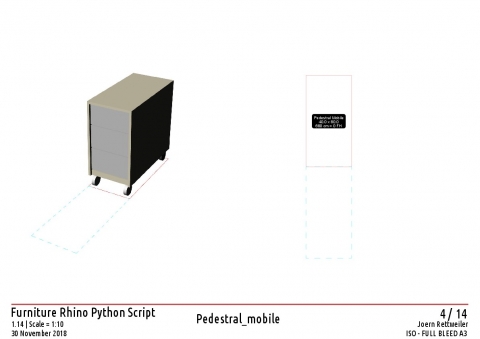 This script will generate furniture as 2d wireframe and 3d polysurfaces, as block
Keywords: Facility Managment, FM, Furniture, Architecture furniture