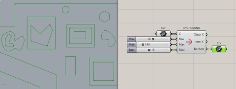 Trimming inner corners of closed curves according to the diameter of the cutting tool (for CNC machines)