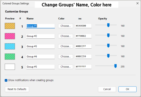 Auto-assign preset colors to groups upon creation