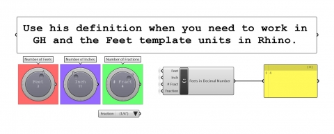 Use his definition when you need to work in GH and the Feet template units in Rhino.
