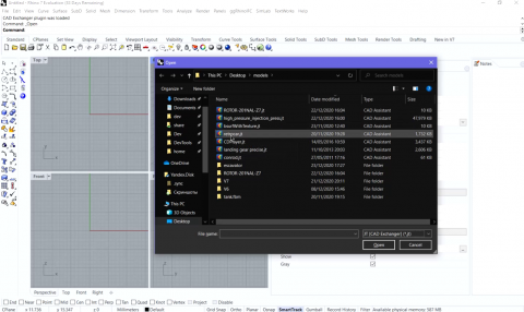 Imports 30+ CAD formats in Rhinoceros. SOLIDWORKS, CATIA, NX, Creo, JT, STEP, STL and other formats.
