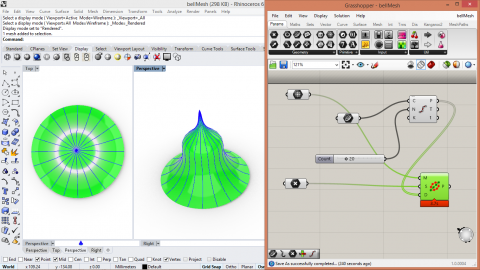 MeshPaths is primary Grasshopper component for finding Geodesic paths (lines) on meshes.
