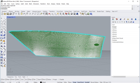 Kohera3D plugin for Rhino7 creates nurbs surfaces from point clouds. 