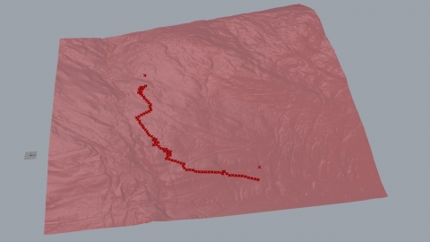 An existing definition I modified that finds the closest path between two points on a mesh according to slope
