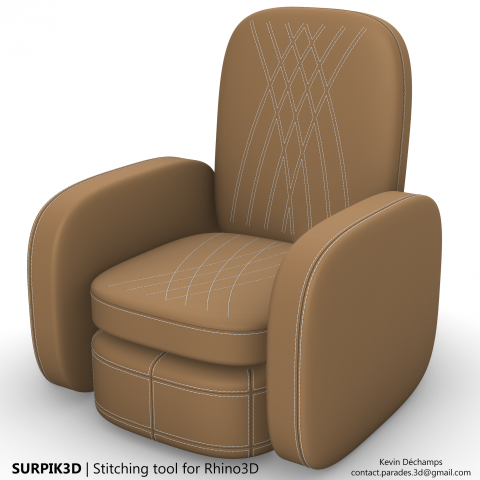 Surpik3D let you quickly generate several types of stitching automatically on your 3D model. Super easy to use thanks to its user interface. No Grasshopper skills required
