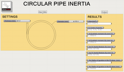 This program allows you to visualize to visualize a section of circular tube and to know its mechanical characteristics like the section, the inertia 