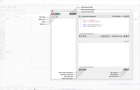 Earthworms provides a Python scripting environment with enhanced interactivity and flexibility based on RhinoPython.