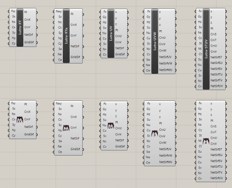 Lutralutra is .ghuser files for Grasshopper and Math Functional Surface Generator.

