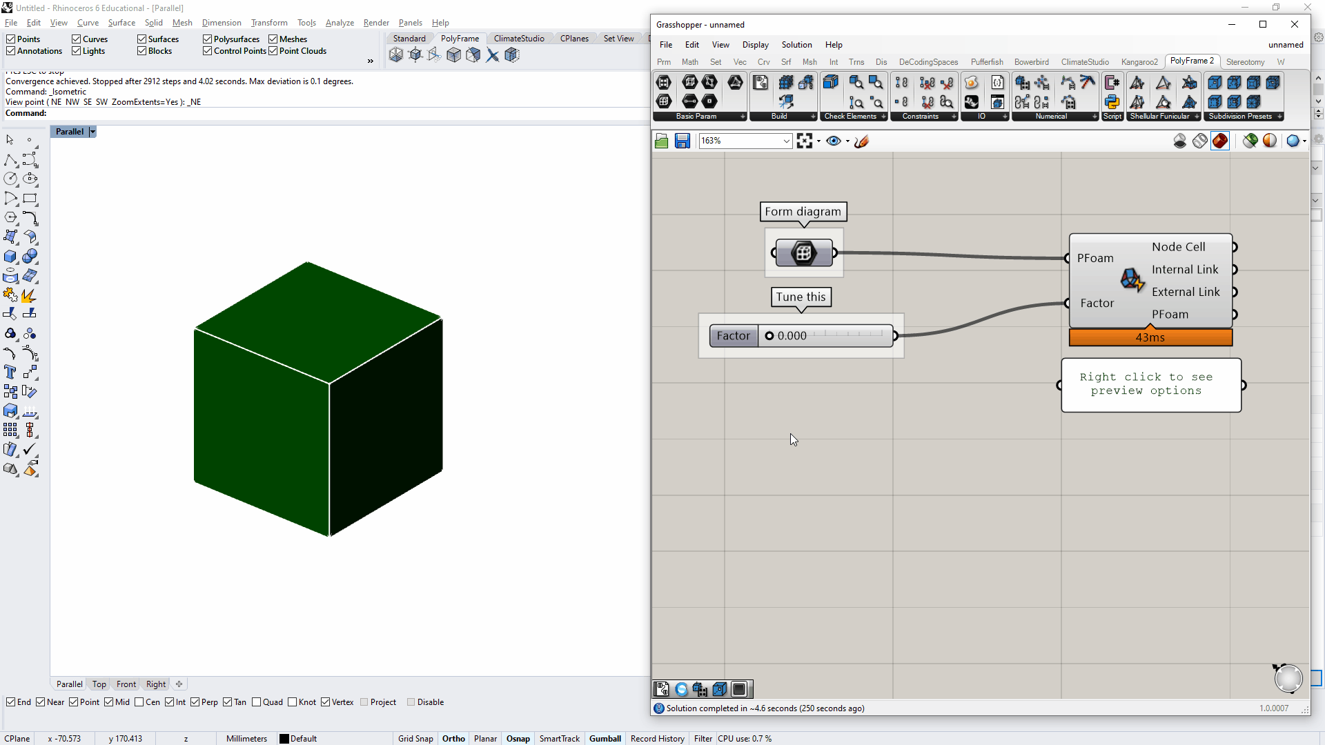 Structural form-finding and analysis tool for Rhino and Grasshopper implementing polyhedron-based 3D graphic statics.