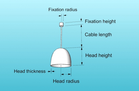 Pendant lighting fixture with "bell" head.