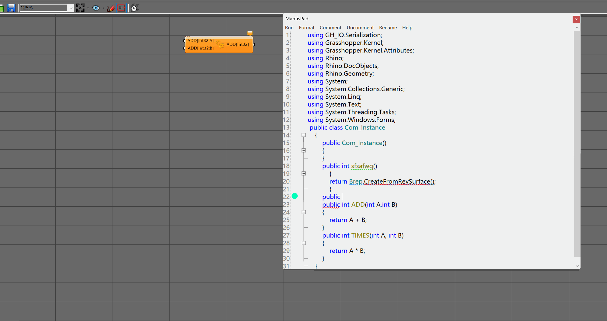 The Mantis is virtual script component plugin for grasshopper,and it can create pulugin without VS!
