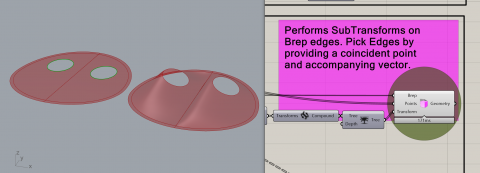 Pigletto contains extended topological methods, the ability to perform subtransforms on Breps, and general purpose Rhino and Grasshopper utilities.
