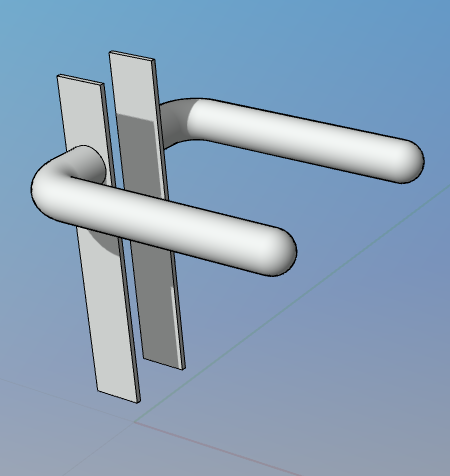 Creation of a door handle with choice of door thickness and right or left-hand direction