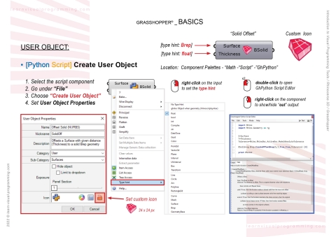 Swap surface UV, adjust the seam, and create a solid surface offset using the Grasshopper Python component. 