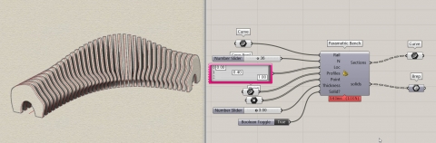 You can produce a parametric bench with two or more sections and a single path