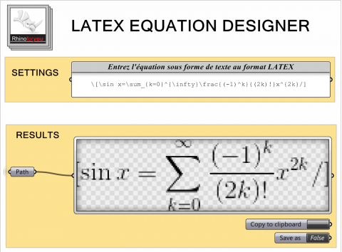 Mathematical formulas rendering from LATEX text user input and bitmap equation export