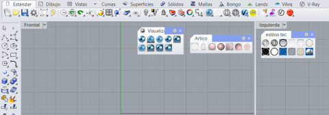 Modern Rhino 7 toolbar with more than 20 preview styles.
