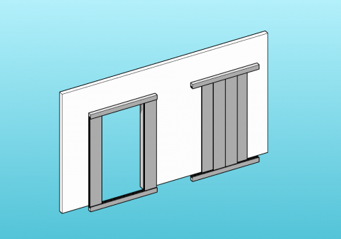 Parametric lift door with 4 sliding panels.