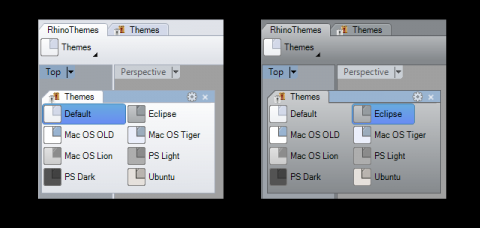 Now you can change how your Rhino looks! Dark theme, old theme, OS themes... All in one toolbar button!