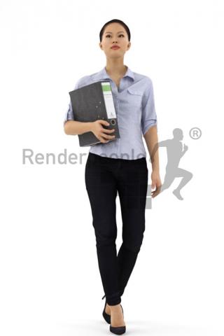 Convince yourself of the high quality and quick
and easy workflow of Renderpeople products. 
Download our free 3D model of Mei
for Rhino + V-Ray
