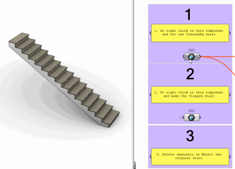 Create a flipped VisualARQ stair based on a selection of an existing one.