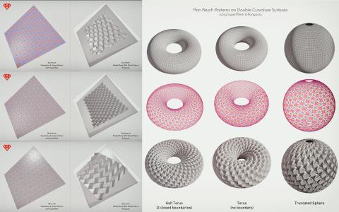 Toolkit for easy pattern-making on NURBS Surfaces, via their conversion to special Mesh-like objects, topologically structured in rows and columns.
