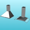 Two styles of extractor hoods: tapered and with curved glass.